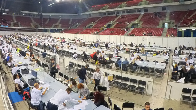 Ballots counting at Arena Sofia - local elections 30 10 2023